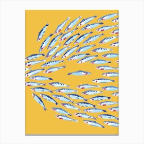 Fish Print Yellow Mustard Canvas Print