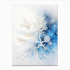 Stellar Dendrites, Snowflakes, Storybook Watercolours 3 Canvas Print