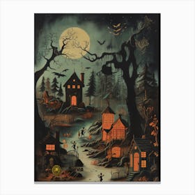 Halloween Night In The Woods Canvas Print