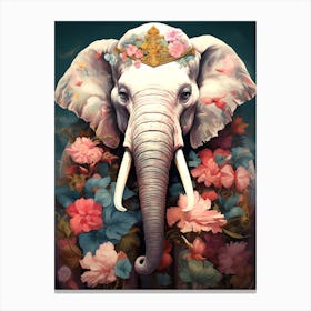 Elephant With Flowers 1 Canvas Print