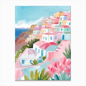 santorini pink illustration Canvas Print