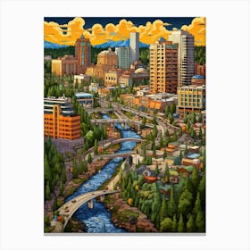 Spokane Washington Pixel Art 8 Canvas Print