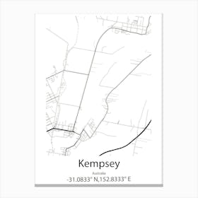 Kempsey,Australia Minimalist Map Canvas Print