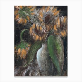 Sunflowers - Anton Maliar distressed rustic dark floral flowers Van Gogh inspired Canvas Print