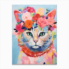 Australian Mist Cat With A Flower Crown Painting Matisse Style 3 Canvas Print