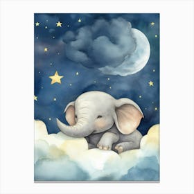 Baby Elephant 3 Sleeping In The Clouds Canvas Print