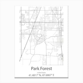 Park Forest Village,United States Minimalist Map Leinwandbilder