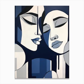 Two Women In Blue 2 Canvas Print