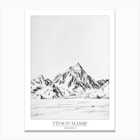 Vinson Massif Antarctica Line Drawing 4 Poster Canvas Print