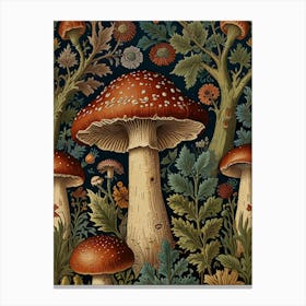 Mushrooms In The Forest Style William Morris 1 Canvas Print