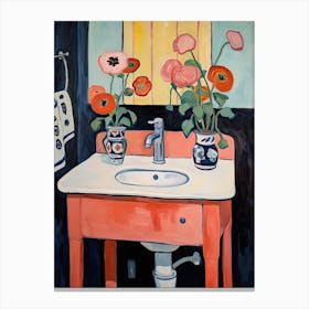 Bathroom Vanity Painting With A Ranunculus Bouquet 4 Canvas Print