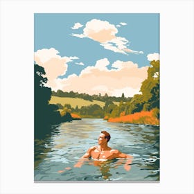 Wild Swimming At River Wensum Norfolk 2 Canvas Print