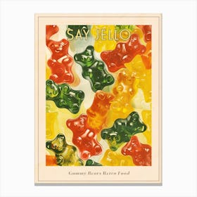 Rainbow Gummy Bears Retro Food Illustration Inspired Poster Canvas Print