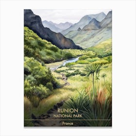 Runion National Park France Watercolour 2 Canvas Print