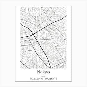 Nakao,Japan Minimalist Map Stampe su tela