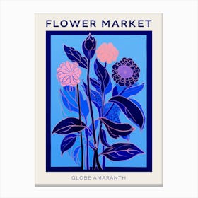 Blue Flower Market Poster Globe Amaranth 3 Canvas Print