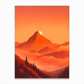 Misty Mountains Vertical Composition In Orange Tone 51 Canvas Print