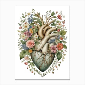 Vintage Botanical Heart Canvas Canvas Print