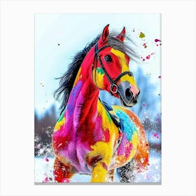 Abstract Colourful Horse Canvas Print