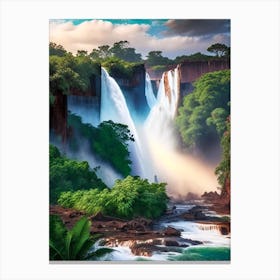 Iguazu Falls Of The South, Argentina Realistic Photograph (1) Canvas Print