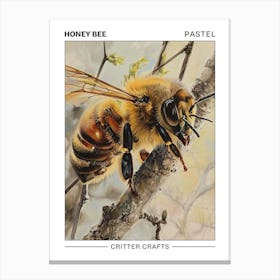 Honey Bee Pastel Watercolour 4 Poster Canvas Print