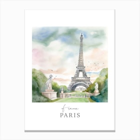France, Paris Storybook 8 Travel Poster Watercolour Canvas Print