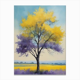 Painting Of A Tree, Yellow, Purple (19) Canvas Print