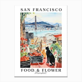 Food Market With Cats In San Francisco 1 Poster Canvas Print