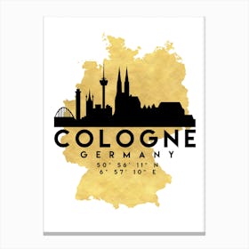 Cologne Germany Silhouette City Skyline Map Canvas Print
