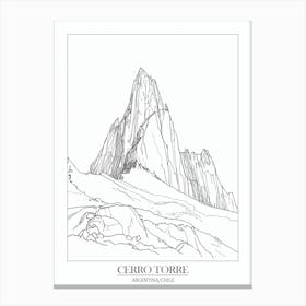 Cerro Torre Argentina Chile Line Drawing 4 Poster Canvas Print