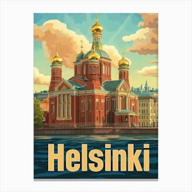 Aihrgdesign A Retro Travel Poster For Helsinki 5 Canvas Print