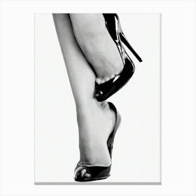 Luxury Heels Black And White Vintage Fashion Photography Canvas Print