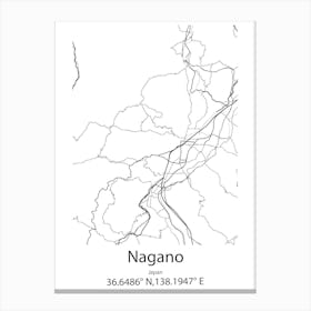 Nagano,Japan Minimalist Map Leinwandbild