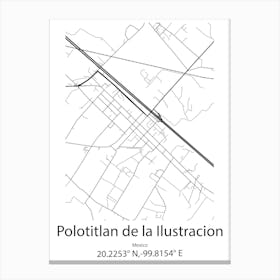 Polotitlan De La Ilustracion,Mexico Minimalist Map Canvas Print