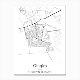 Ofaqim,Israel Minimalist Map Canvas Print