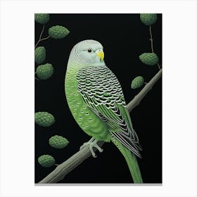 Ohara Koson Inspired Bird Painting Budgerigar 2 Canvas Print