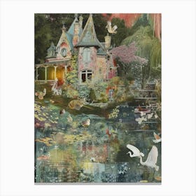 Collage Pond Monet Fairies Scrapbook 3 Canvas Print