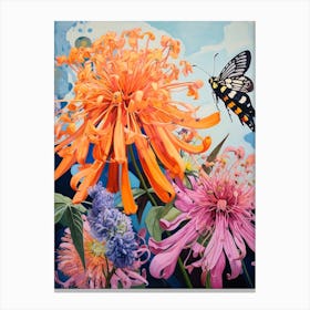 Surreal Florals Bee Balm 2 Flower Painting Canvas Print