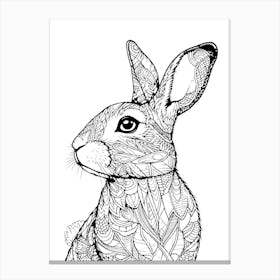 Rabbit Minimalist Line Art Monoline Illustration Canvas Print