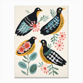 Folk Style Bird Painting Grouse 1 Canvas Print