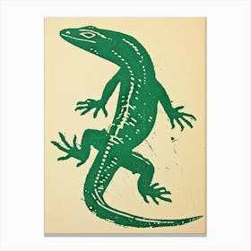 Forest Green Skinks Lizard Bold Block Colour 2 Canvas Print
