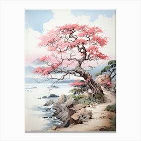 Okinawa Islands In Okinawa, Japanese Brush Painting, Ukiyo E, Minimal 4 Canvas Print