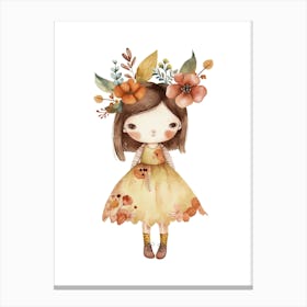 Little Girl With Flowers Canvas Print