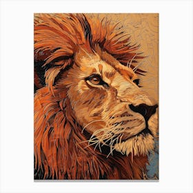 African Lion Relief Illustration Portrait 3 Canvas Print
