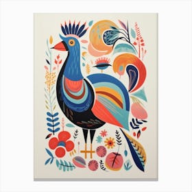 Colourful Scandi Bird Rooster 2 Canvas Print