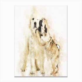 Retriever And Pug Puppies Canvas Print