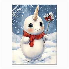 Snowman Unicorn Canvas Print