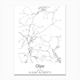 Olpe,Germany Minimalist Map Canvas Print