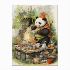 Panda Art Brewing Watercolour 4 Canvas Print