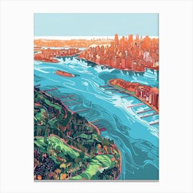 Pelham Bay New York Colourful Silkscreen Illustration 2 Canvas Print